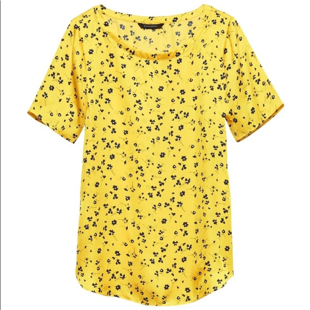Banana Republic Floral High-Low Hem Blouse Golden